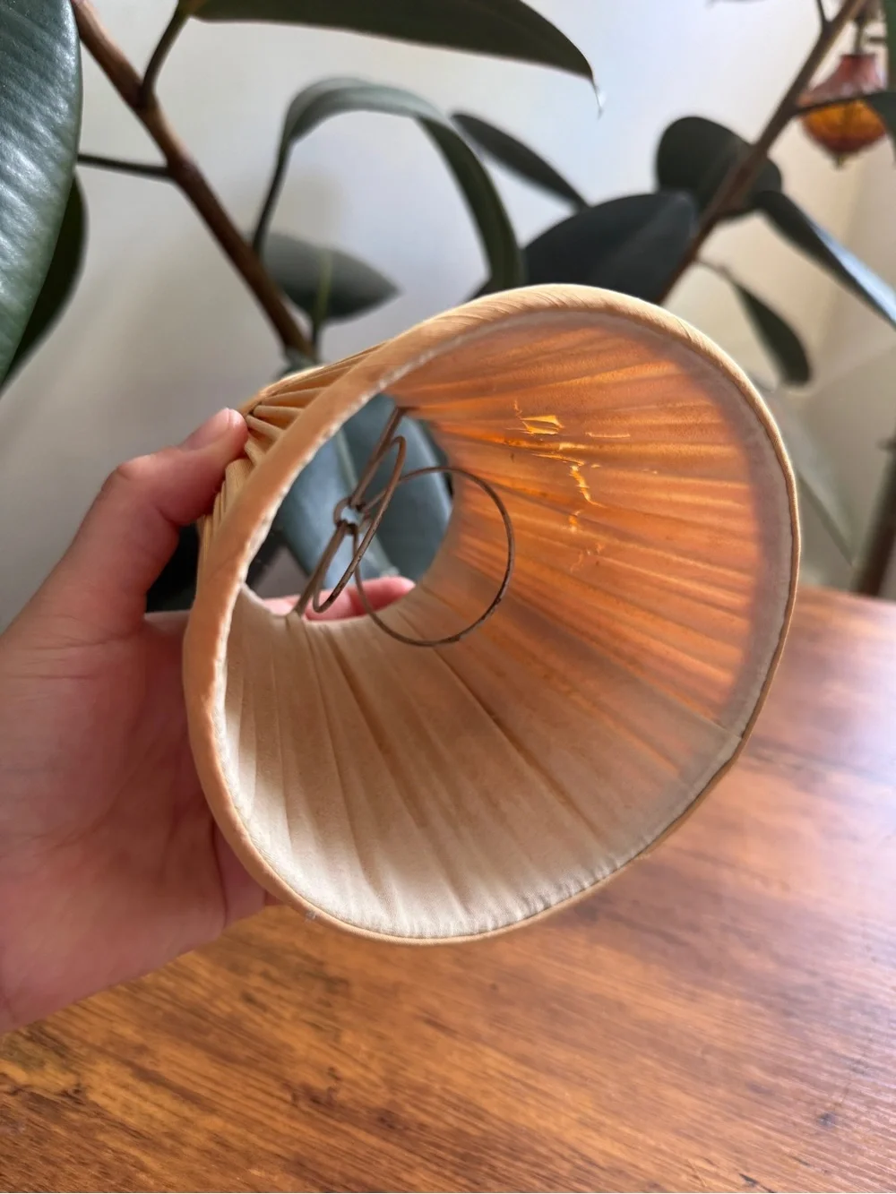 Orange Pleated Fabric Lamp Shade - Unbranded